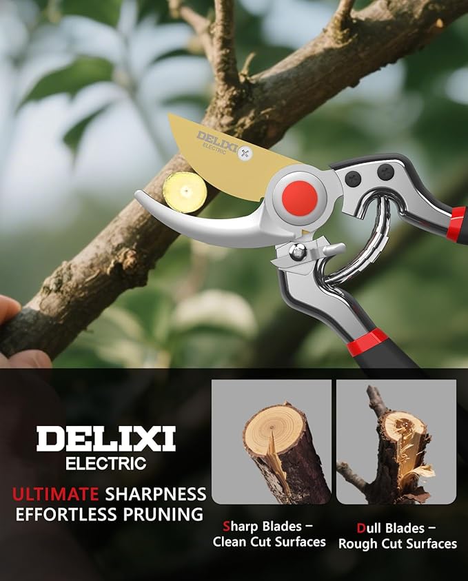 9.25" Heavy Duty Pruning Shears (Professional Bypass Garden Clippers with SK5 Steel Teflon Coated Blade)(1" Cutting Capacity, 2.17" Max Opening) Gardening Scissors for Plants, Flowers, Shrubs & Trees