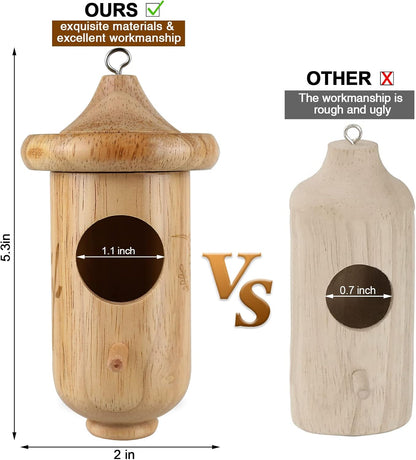 Hummingbird House for Outside Hanging, Wooden Hummingbird Gifts Nest 3 Pack with Hemp Ropes, Gardening Gifts Humming Bird Houses Home Decoration