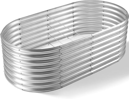 Land Guard Galvanized Planter Raised Beds, 6×3×1.99ft Galvanized Water Trough, Keyhole Raised Garden Bed Metal