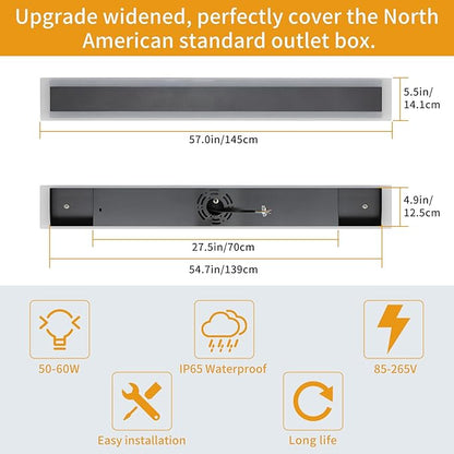 Upgrade Widened 2 Pack 57inch Long Modern Outdoor Wall Light, Dimmable 3000K-6000K, IP65 Waterproof Exterior Wall Sconces, 50W, Black LED Wall Mount Light for Home, Yard, Garden with Remote Control