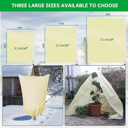 Plant Covers Freeze Protection, 72" X 85" Frost Cloths for Outdoor Plants, 2 Packs Frost Blankets for Outdoor Plants, Frost Cover with Zipper Drawstring | Plant Covers for Winter
