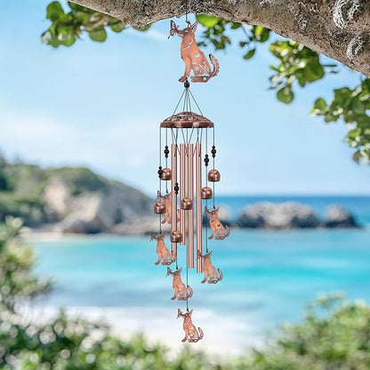 German Shepherd Wind Chimes for Outside, Memorial Decor for Women, Men - Dog Lover Chimes for Patio, Garden