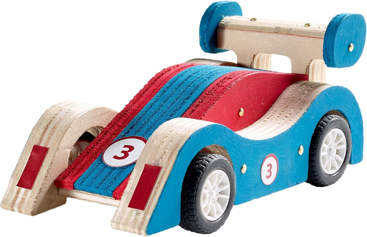 STANLEY Jr. DIY Pull Back Sports Car Building Kit for Kids JK030-SY: Children’s Boy Girl Wood Racer, Beginning Woodworking Set with Paints, Ages 5 to 12 (Classic 1)