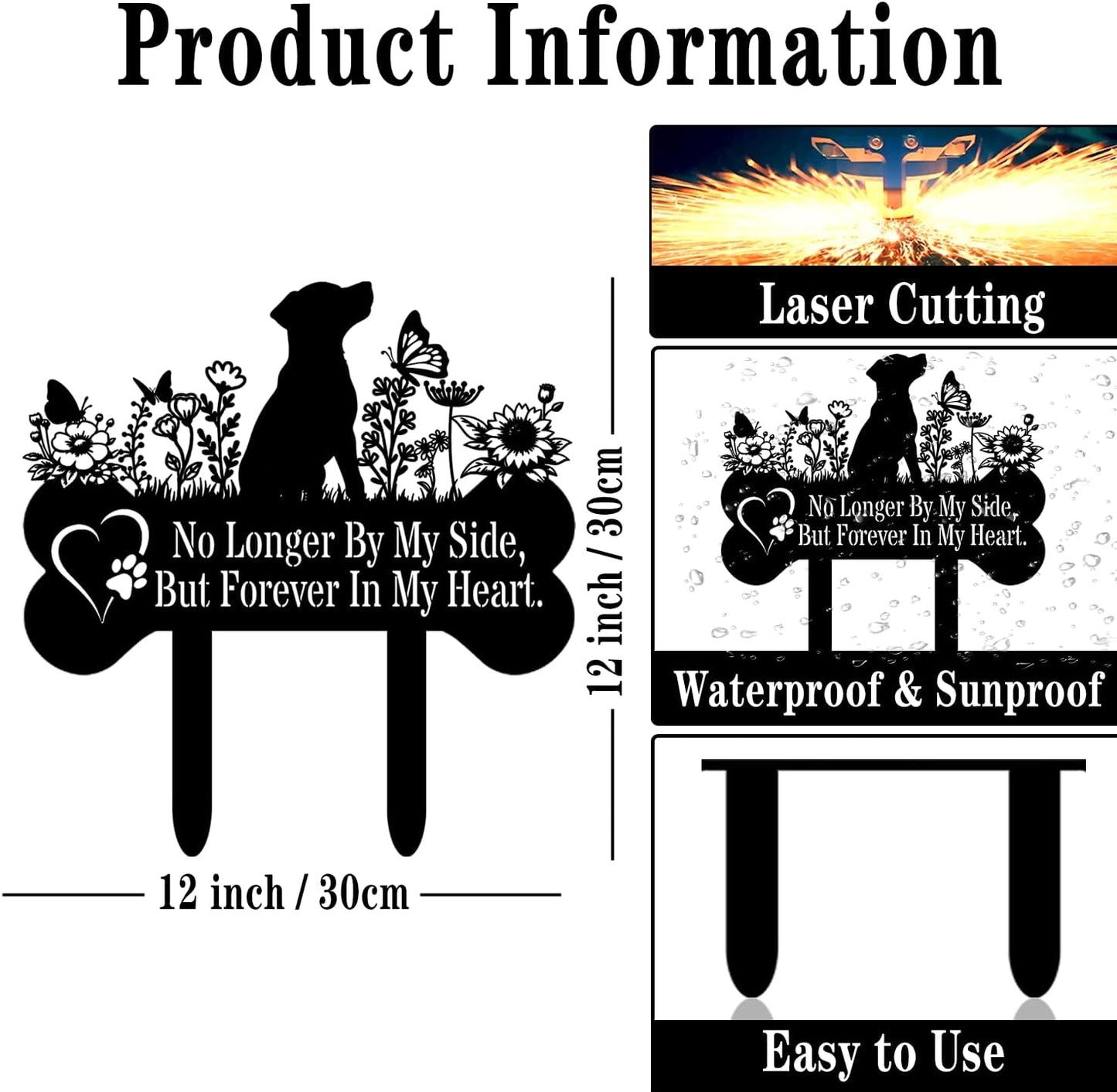 Pet Grave Markers Dog, Metal Pet Metal Memorial Garden Stake, Pets Waterproof Grave Stakes Plaque, Pet Headstone Garden Memorial Graves, Metal Dog Garden Decor 12"