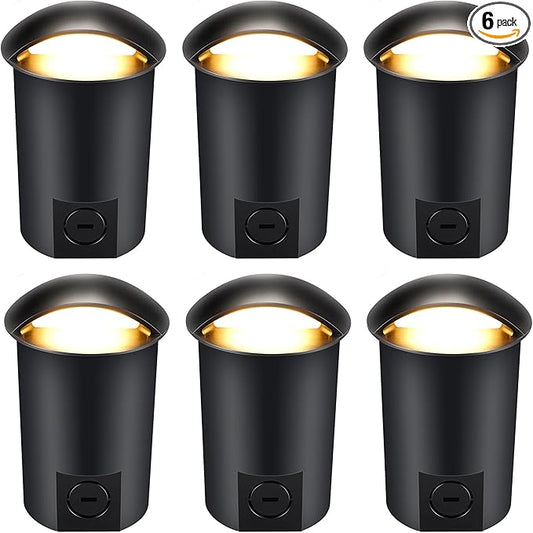 CLOUDY BAY [6 Pack] 5W Well Lights Low Voltage Landscape Lighting,12V-24V Waterproof Outdoor Side-lit Light,27-50K 5CCT In Ground Lights for Fence Pathway Deck, IP67 Rating, ORB,Transformer Excluded