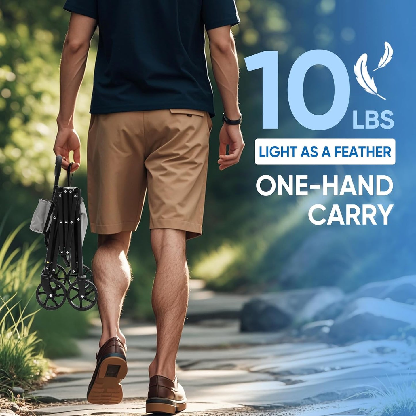 Sekey Heavy Duty Wagon with Big Wheels, Foldable Cart with 220LBS Capacity, Utility Lightweight Wagon, Collapsible Grocery Shopping Cart for Camping Sports & Holiday. Gray