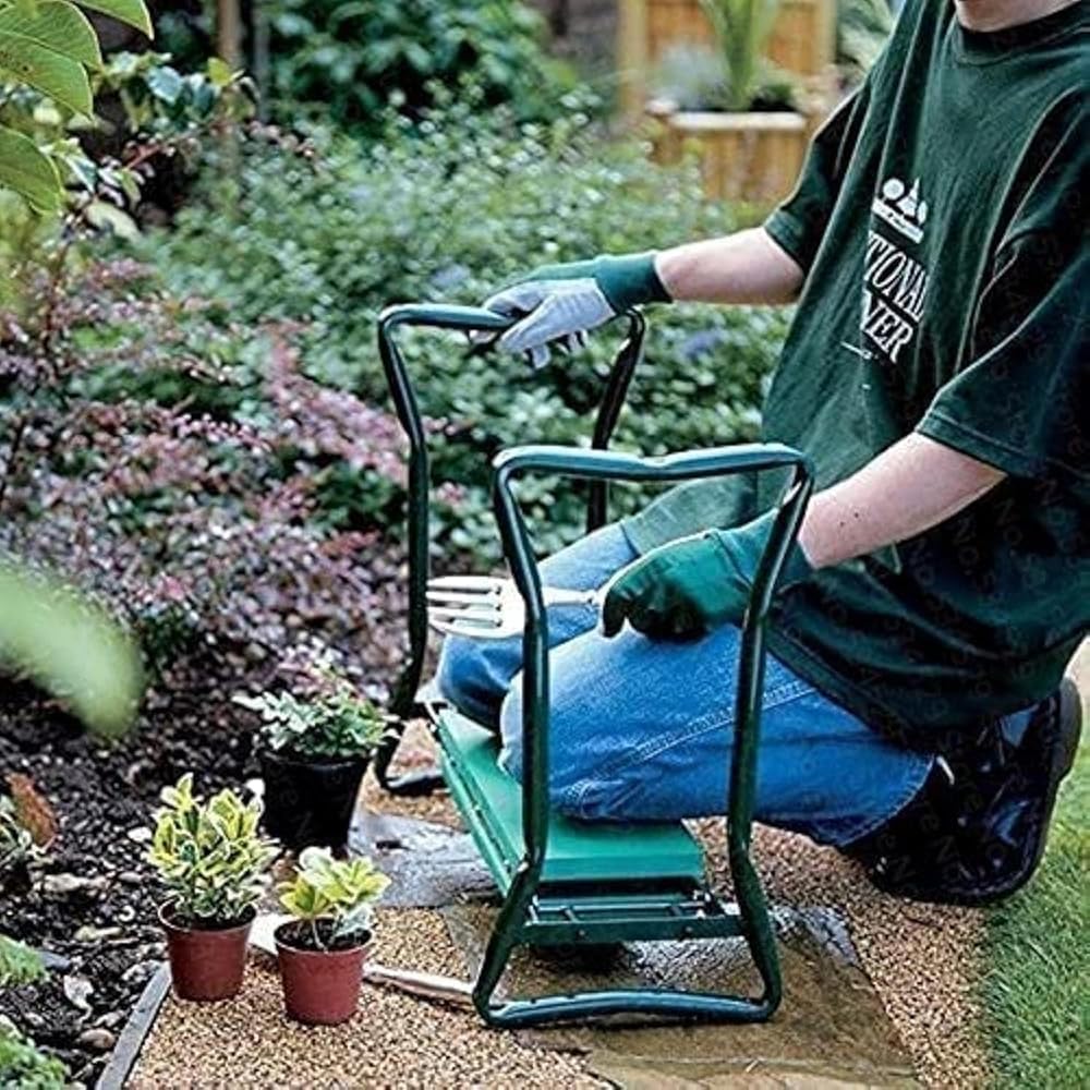 Heavy Duty Garden Kneeling Chairs Garden Kneeler and Seat Metal Folding Garden Stools with Tool Bags Kneeling Mats Gardening Supplies Gardening Hand Tools