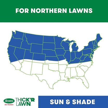 Scotts Turf Builder Thick'R Lawn Sun and Shade, Combination Seed, Fertilizer and Soil Improver, Thickens Thin Grass, 12 lbs., 2-Pack