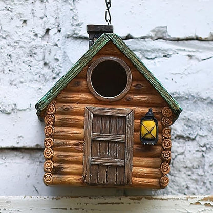 Real Wood-Look Resin Bird House – Waterproof & Durable Forest Bird Houses for Garden, Patio, Yard