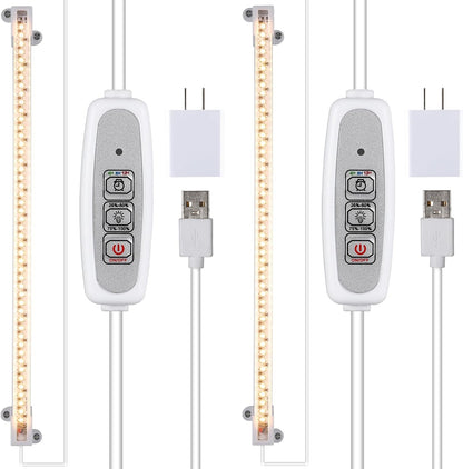 One Strip Growing lamp 2-Pack, Full Spectrum LED Grow Light Strips for Indoor Plants with Auto ON/Off Timer & 4 Dimmable Levels for Green House Hydroponics Succulent (One Head 2 Pack)