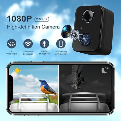 Smart Bird Feeder Camera, Free AI Forever, 1080P HD Camera Auto Capture Bird Videos & 2 Pcs Solar Panel, App Notify When Birds Detected, 32G High-Speed TF Card (Yellow)