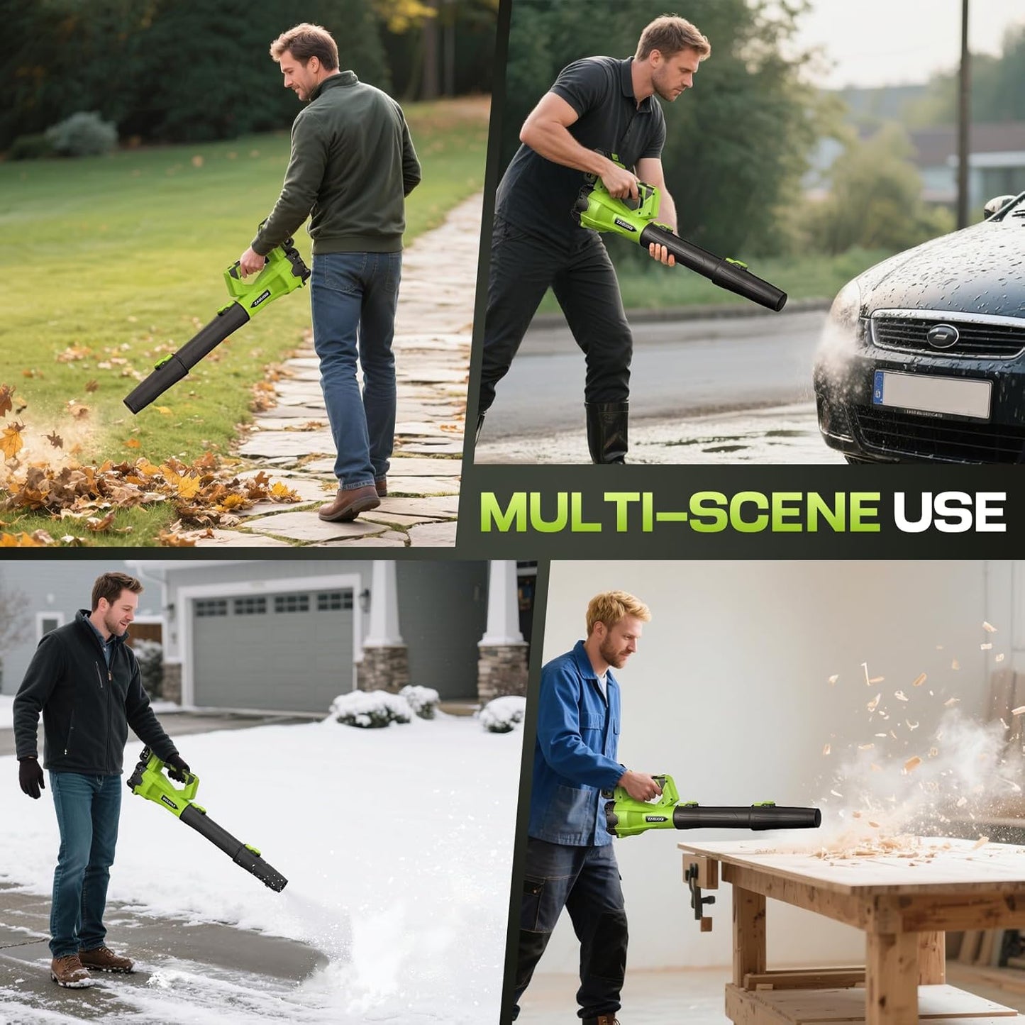 Leaf Blower Cordless 650CFM 288MPH Electric Leaf Blower with 2 x 4.0Ah Battery Operated, 6 Speed Mode, 20V Powered Handheld Blowers for Lawn Care, Patio, Dust, Blowing Leaves