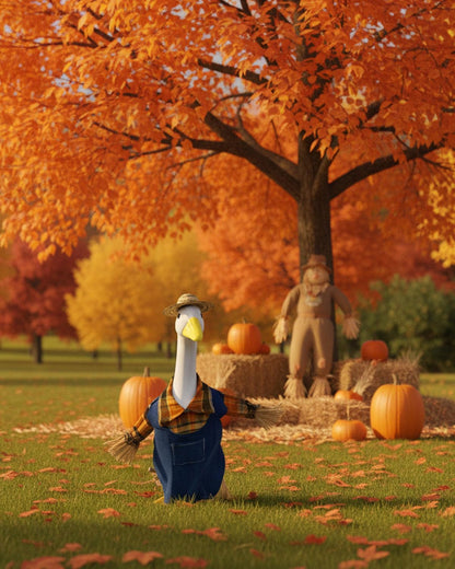 Scarecrow Porch Goose Outfits for 23 Inch Lawn Statue, 2 Pcs/Set Lawn Cement Goose Clothes for Thanksgiving Day, 23" Patio Yard Garden Geese Fall Costume Decoration