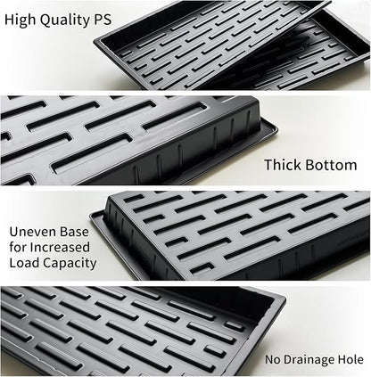 Growing Trays, 1020 Plant Nursery Trays Heavy Duty Seed Starter Flat Seedling Tray for 72/128 Cell Plug Tray Transplant Growing Microgreens (21"×11", 10 Pack, 1.6" Deep, Without Holes)