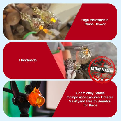 Glass Hummingbird Feeder for Outdoors with Ant Moat - Hand Blown Humming Bird Feeder, 5 Feeding Ports, Leak-Proof, 20 Ounces, Elegance Garden Decoration, Gift for Mom Dad Elderly