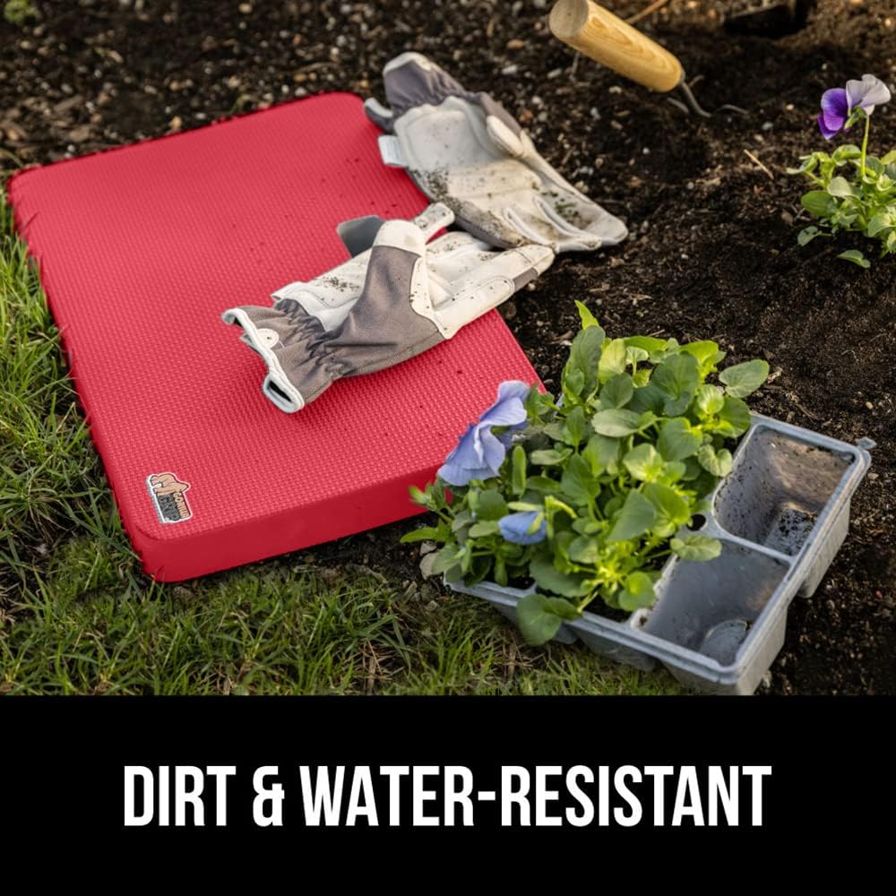 GORILLA GRIP Extra Thick Patent Pending Garden Kneeling Pad, 17.5 x 11 Inch Supportive Soft Foam Knee Cushioning for Gardening, Water Resistant, Bathing Baby, Working Supplies Lightweight, Red