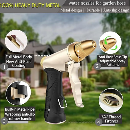 Heavy Duty High Pressure Garden Hose Nozzle, adjustable spraying mode Metal Water Hose Nozzle for Car Washing, Yard Plant Watering, Pets & Windows
