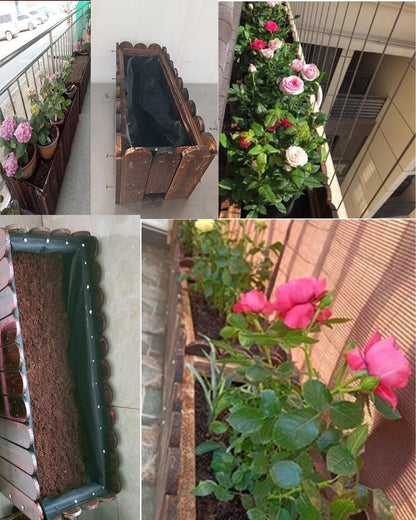 zeng Solid Wood Planter Box – high Temperature Carbonization Raised Garden Bed for Vegetables/Flowers, 23.6" L x 8.7" W x 9.8" H, Brown (Small)