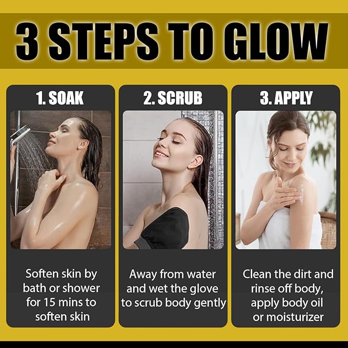 Premium Exfoliating Mitt | Deep Body Scrub Glove for Dead Skin Removal | Exfoliating Gloves for Deep Cleansing | Shower Mitt, Bath Glove | 100% Viscose, Reusable & Eco-friendly