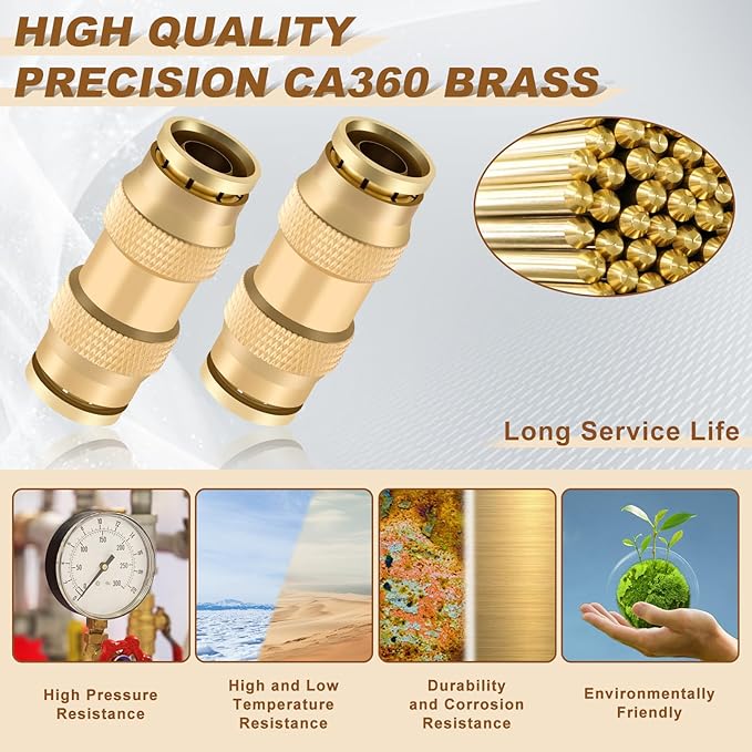 3/4" Quick Push to Connect Fittings Brass Union Straight Joint DOT Approved 3/4 inch tube OD Air Line Adapter Air Spring Suspension Kit for Car Truck Trailers and Air Brake System 10pcs