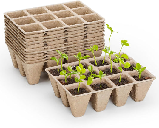 10 Packs Seedling Starter Trays 120 Cells, Biodegradable Seed Germination Trays Plant Starter Peat Pots for Seedlings