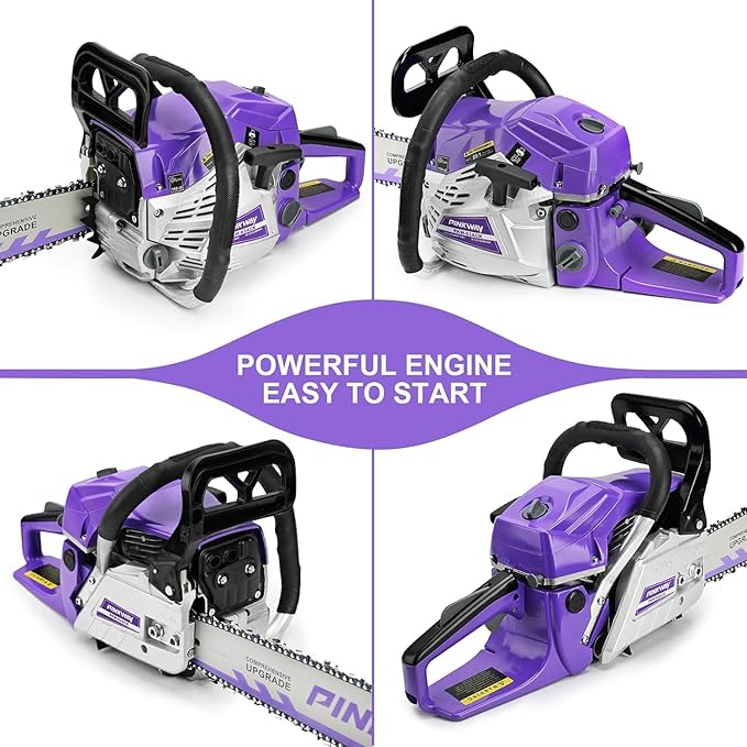 2-cycle 63CC Chainsaw Saw Gas Powered 20" Chain Saws Cordless Petrol Saw Handheld Chainsaw with 2 Chains and Bars for Cutting Wood Trees Branches，63CC-K