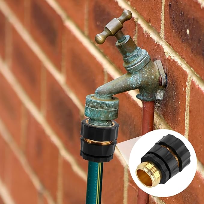 Quick Connect Hose Fittings Male and Female Set, 3/4 Inch Aluminum Garden Hose Fitting Quick Connector with Rubberized Grips, Water Hose Connector for Garden (4 Set)