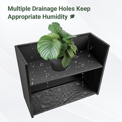 Metal Planter 30" x 12" x 24", Tall Box With Removable Insert Shelf, Black Steel Heavy Duty for Porch, Garden, Patio, Yard