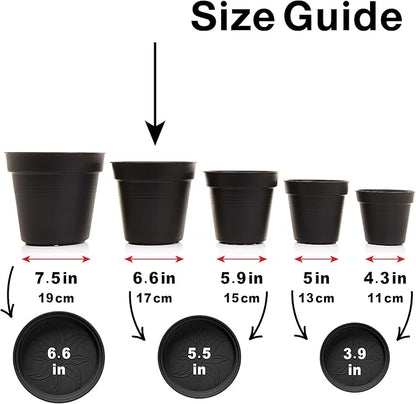 Mintra Home Garden Pots 4pk - Flowers, Herbs, Plants, Indoor, Outdoor, Colorful, Wholesale, Bulk (Red, 17cm Diameter (6.6in))