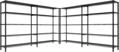 REIBII 70" W Storage Shelves Heavy Duty Load 1600LBS, Metal Shelving 5-Tier Wire Shelving Unit Metal Shelves for Storage Adjustable Shelving Rack for Pantry Kitchen 70" W*15.8" D*72.4" H, 2 Pack