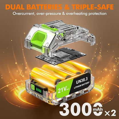 OGERY Leaf Blower Cordless with Lights, 21V Powerful Brushless Electric Leaf Blowers with 2 x 3.0Ah Batteries & Charger, 700CFM 900G Wind Pressure Handheld Blower for Lawn Care Yard Garden, Green