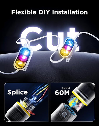 Govee Permanent Outdoor Lights Prism, 100ft with 36 Triple-Color Lighting Heads, 100+ Scene Modes, Up to 60lm for Outdoor Decor, IP68 Waterproof, Works with Alexa, Google Assistant & Matter, White