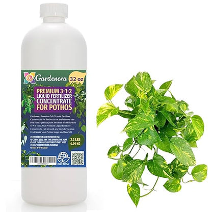 Gardenera Premium Liquid Pothos Fertilizer - 3-1-2 Concentrate for Indoor Plants and Flowers - 32oz