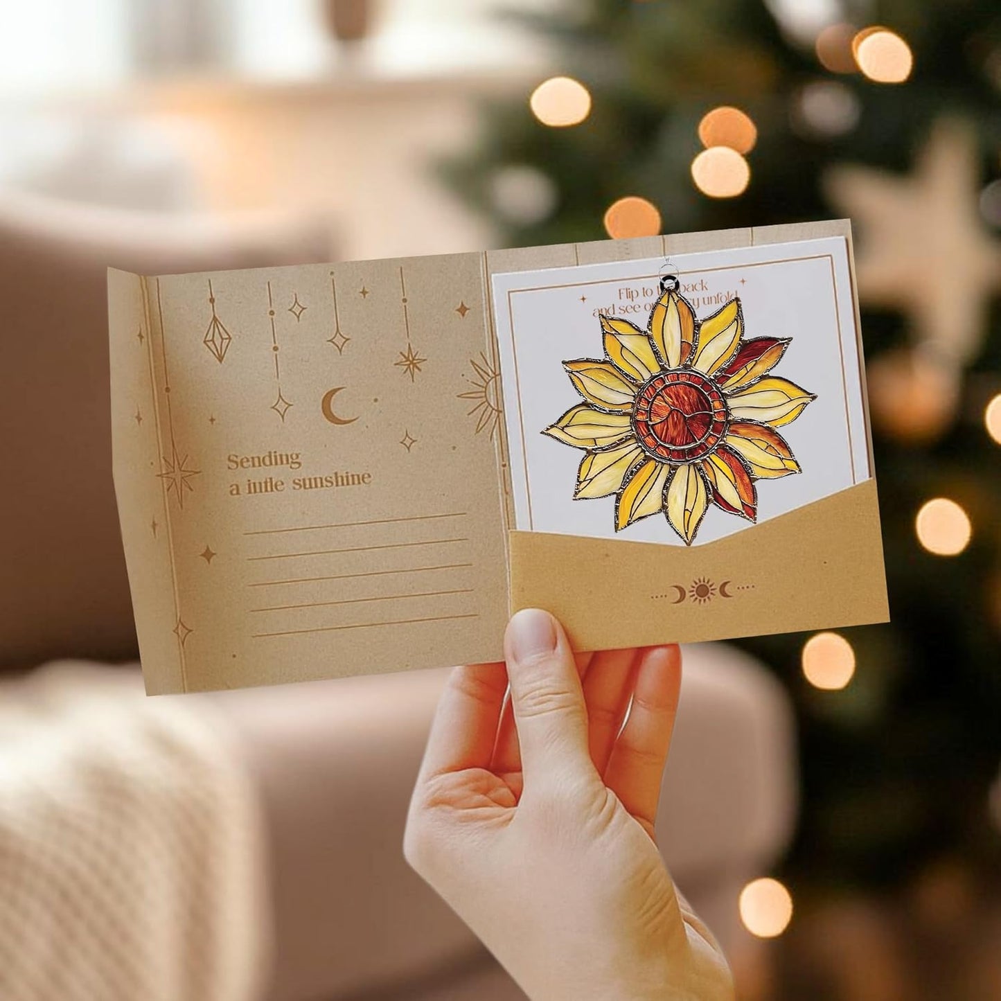 Radiant Sunflower Acrylic Suncatcher Stained Glass Effect Window Car Hanging Christmas Ornament Indoor Outdoor Decor Garden Sun Catcher Panel for Sunflower Lover for Women Mom Grandma