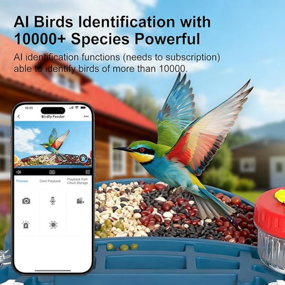 Smart Bird Feeder with Camera Solar Powered, 4K HD Video Bird House, AI Bird Species Identification, Live Stream & Night Vision, Auto-Capture & Notify, Weatherproof Design, Ideal Gifts for Lover