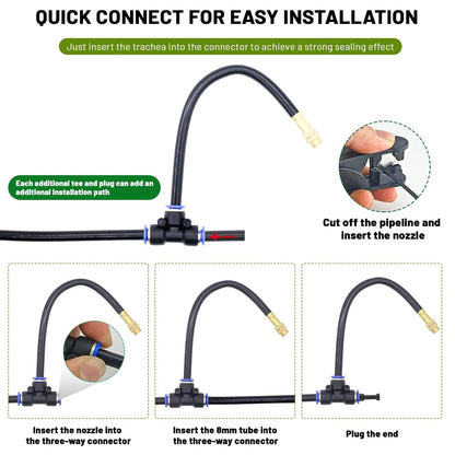 Mixc 50Ft 1/4" Drip Irrigation System,Garden Irrigation Kit with 12pcs Adjustable Copper Nozzles,Automatic Watering System for Outdoor,Raised Bed,Potted Plant,Lawn,Greenhouse Accessories for Yard