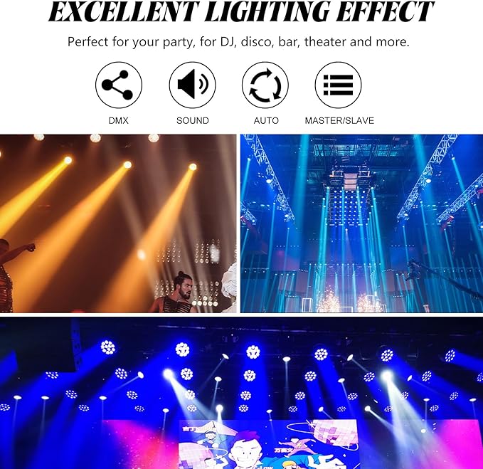 Outdoor Waterproof LED Par Lights 18x18W RGBWA UV 6in1 LED Light DMX Control Stage Light DJ Equipment Disco Lighting for Party, Club, Bar, Wedding, Halloween Decorations