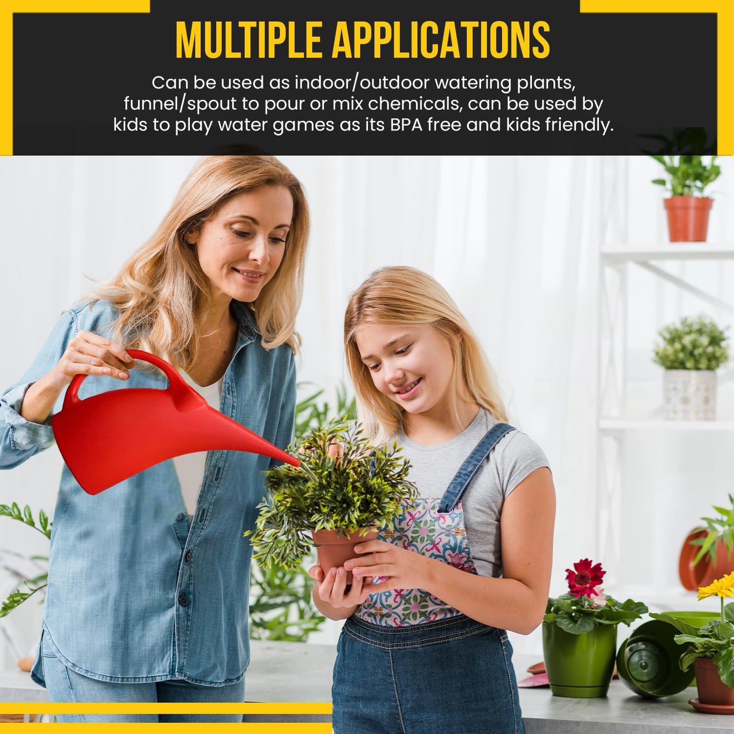 KP KOOL PRODUCTS (1 Pack) 1/2 Gallon Mini Watering can for Outdoor Plants Flower BPA Free (Red)