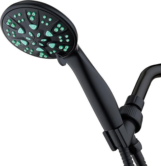 AquaDance Antimicrobial – Anti-Clog High-Pressure 6-Setting Hand Shower with Microban Nozzle Protection from Growth of Mold, Mildew & Bacteria for Stronger Shower! 3 Jet Color Choices – 4" Coral Green