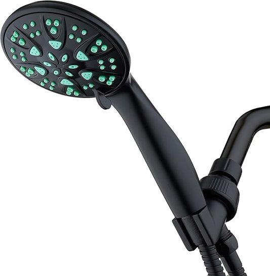AquaDance Antimicrobial – Anti-Clog High-Pressure 6-Setting Hand Shower with Microban Nozzle Protection from Growth of Mold, Mildew & Bacteria for Stronger Shower! 3 Jet Color Choices – 4" Coral Green
