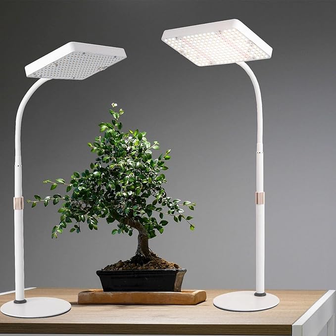 2Pack Desk Grow Light LED Full Spectrum UV IR, Veg Seed Starting Seedlings Bonsai Houseplant Plant Light, Table Top Grow Lights for Indoor Plants, 16"-24" Height Adjustable