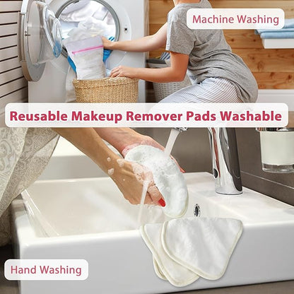 Makeup Remover Cloth, 6" x 6" Make Up Towels Reusable Face Cloth for Washing Face, Makeup Remover Pads Microfiber Face Washcloth with Mesh Bag, 12 Pack