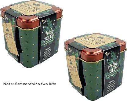 BUZZY Seeds Holiday Spruce Square Tin Grow Kit 2-Pack – Indoor Mini Spruce Tree Starter Kit for Plant Lovers – DIY Gardening, Stocking Stuffers, Party Favors, and Classroom Projects