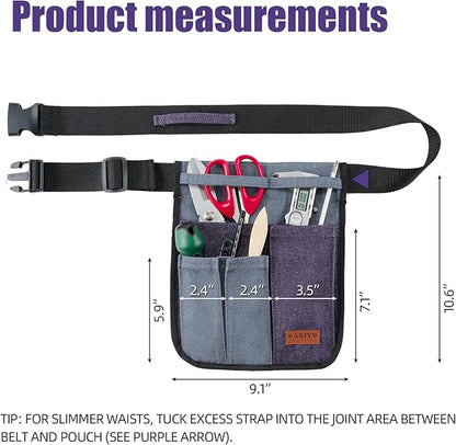 Garden Tool Belt for Men & Women, Denim Slim 4-Pocket Adjustable Garden Apron - Lightweight Utility Belt for Gardening, DIY, Carpenter, Painting, Seamstress, and Crafting Tool Pouch (Purple)