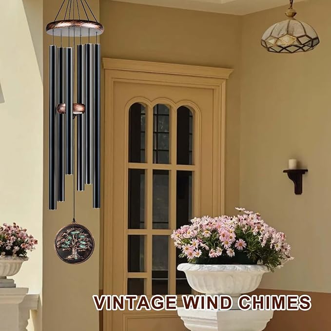 Large Wind Chimes for Outside, 48" Vintage Tree of Life Deep Tone Wind Chime Outdoor Clearance with Heavy Tubes, Patio Porch Garden Decoration, Memorial Gifts for Women Men Mom