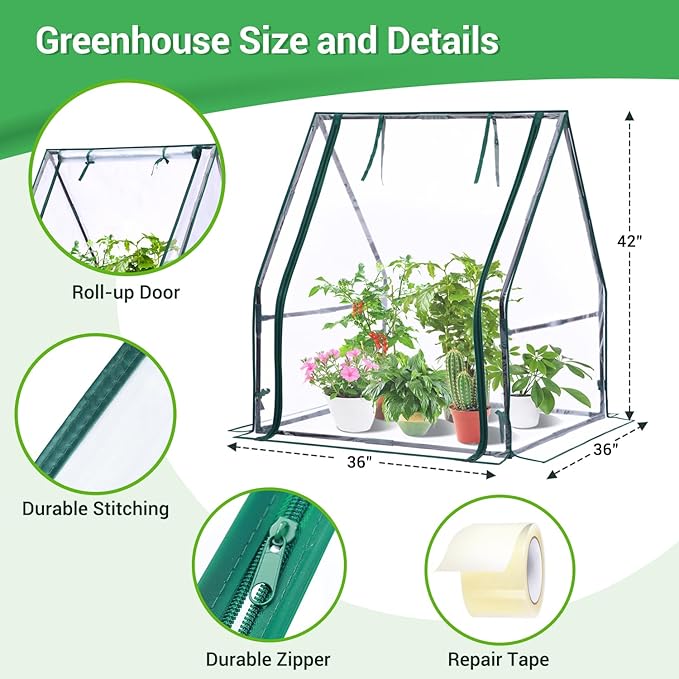 Mini Greenhouse for Indoor Outdoor: Ohuhu Portable Green House with Waterproof Pad for Small Plants Nursery Germination, 36"x36"x42" Light Duty Cover Tent Humidity Dome Seedling Accessory