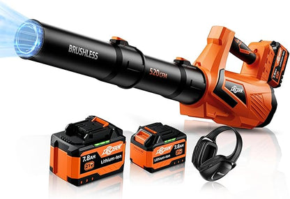 17000 RPM Cordless Leaf Blower with DECERK 7.8AH Battery - 530CFM Powerful Brushless Motor for Lawn Care, 5-Speed Turbo Electric Blower for Dust, Wet-Leaves, Car, Gutters, Lightweight Garden Tool