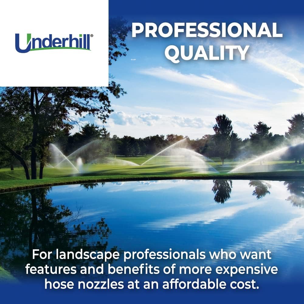 Underhill Prospray Gold Series Garden Water Hose Gun Nozzle Sprayer Head, 3/4-Inch Thread Inlet, Heavy-Duty Metal, Adjustable, Thumb Control, NG250-P