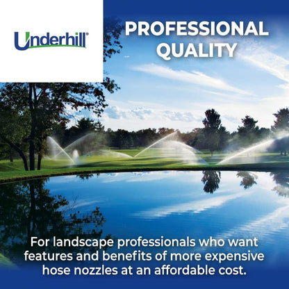 Underhill Prospray Gold Series Garden Water Hose Gun Nozzle Sprayer Head, 3/4-Inch Thread Inlet, Heavy-Duty Metal, Adjustable, Thumb Control, NG250-P