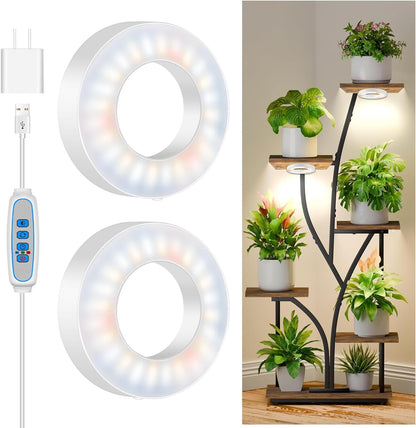 Grow Lights for Indoor Plants, 5000K 96 LEDs Full Spectrum Small Plant Grow Light with 6/12/16H Timer, 3 Color Modes, 3.5" Under Cabinet Grow Lamp for Small Plants, Succulents (2-Head)